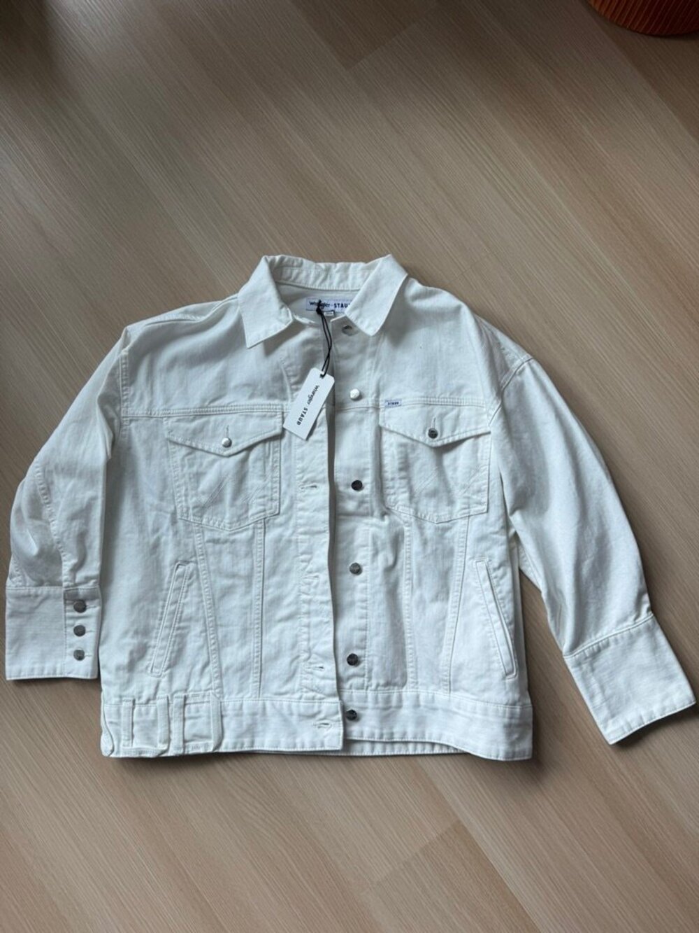NWT Wrangler X Staud S/M Oversized White Denim Jacket